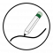 Rundes Icon mit Stift, der einen geschwungen Strich zeichnet.